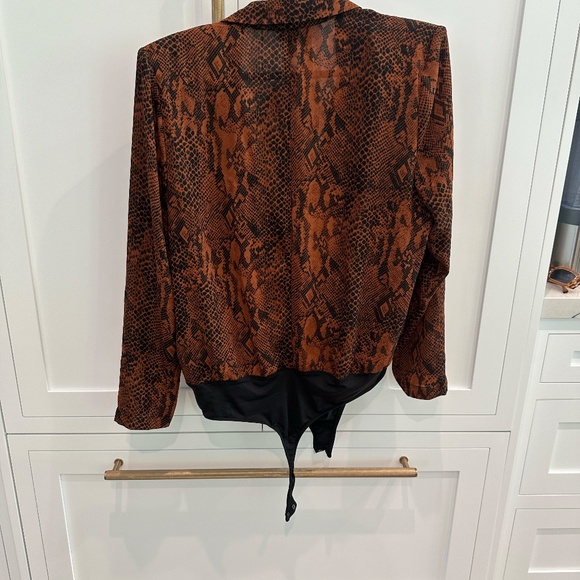 Bar III Python Print Surplice Bodysuit - Picture 2 of 3